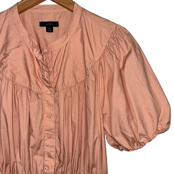 JCrew Puff Sleeve Cotton Poplin Shirtdress in Warm Taupe Size Medium - Picture 4 of 12